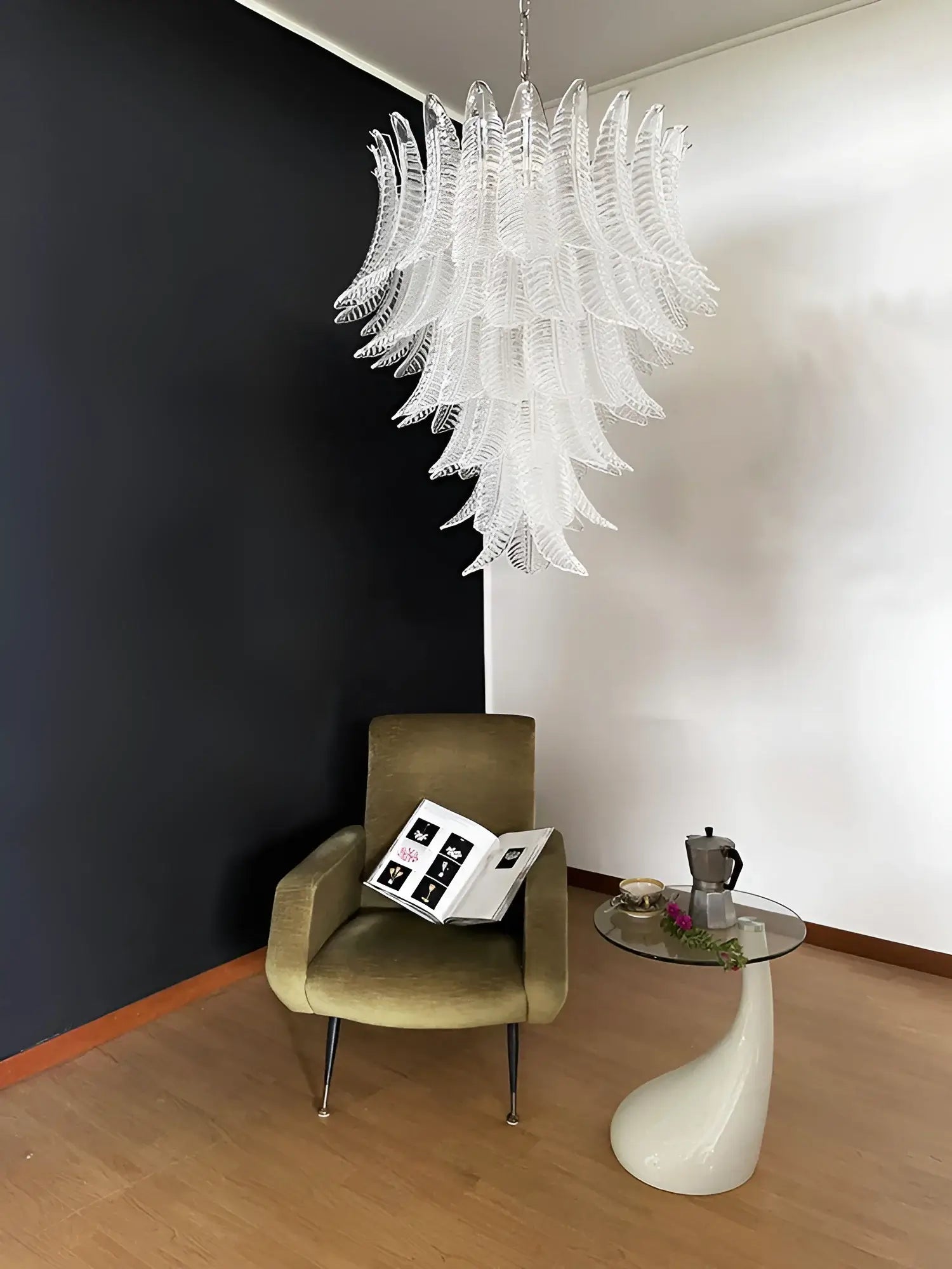 Aurora Chandelier Clear Glass Leaf Cascading Elegant - Letslighting
