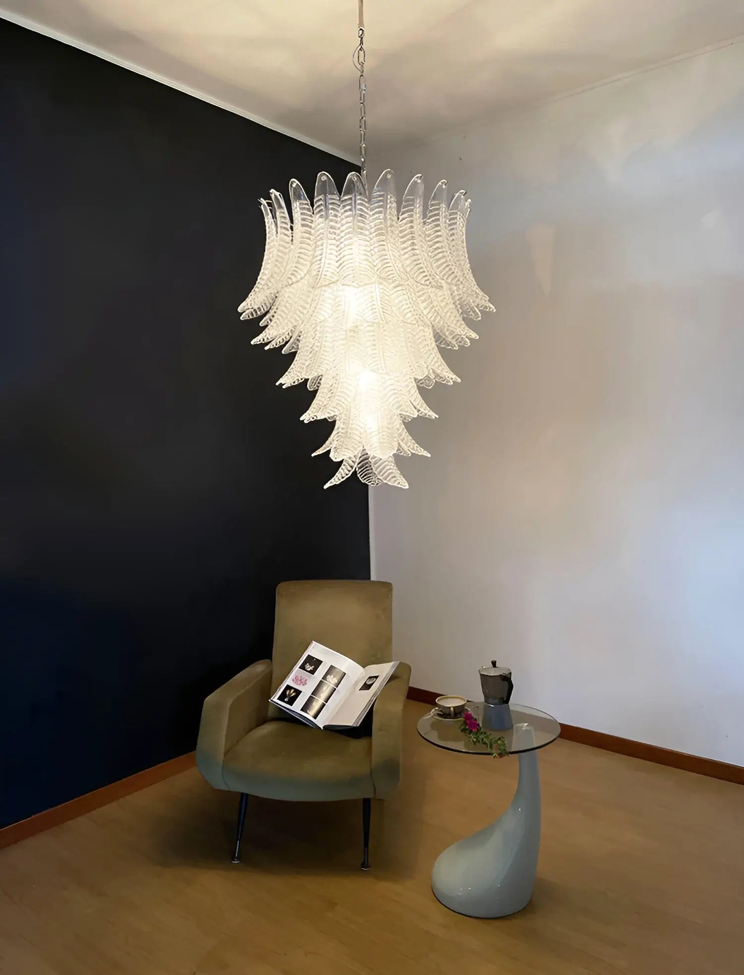 Aurora Chandelier Clear Glass Leaf Cascading Elegant - Letslighting