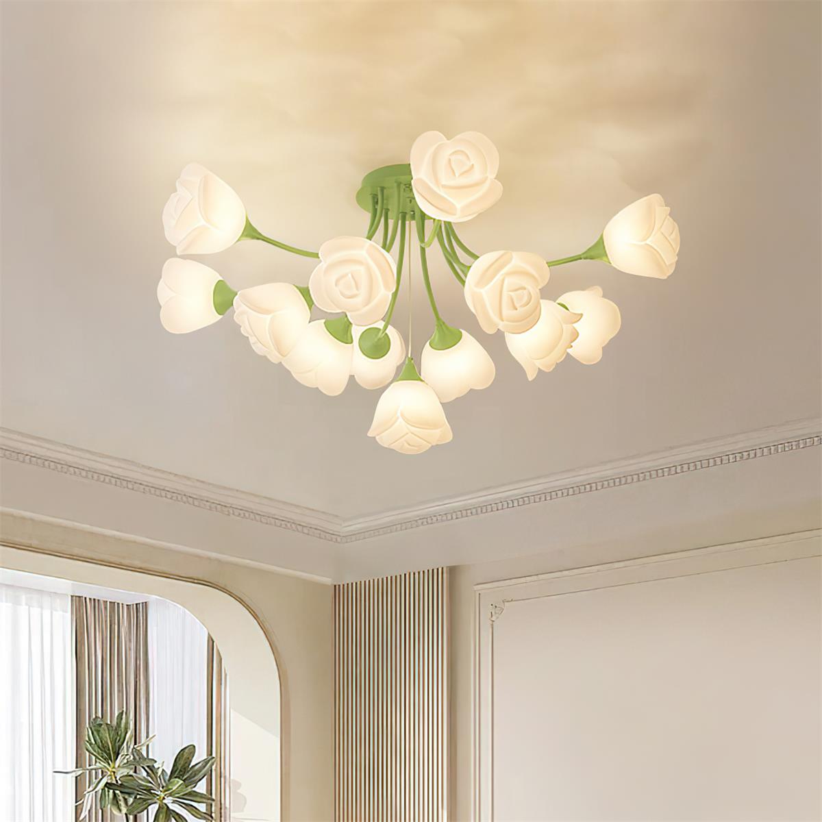 Rose Plafonnier Pétales Sculptés Lueur Douce - Neutralighting