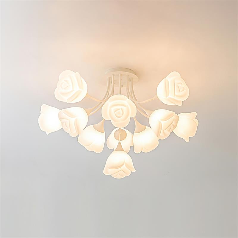 Rose Plafonnier Pétales Sculptés Lueur Douce - Neutralighting