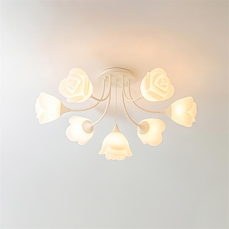 Rose Plafonnier Pétales Sculptés Lueur Douce - Neutralighting