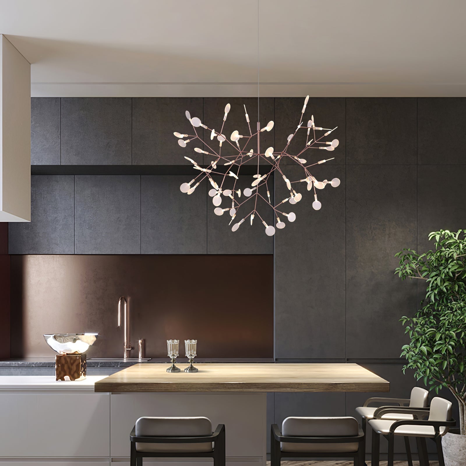 Lustra Chandelier Rose Gold Firefly LED Branch - Neutralighting