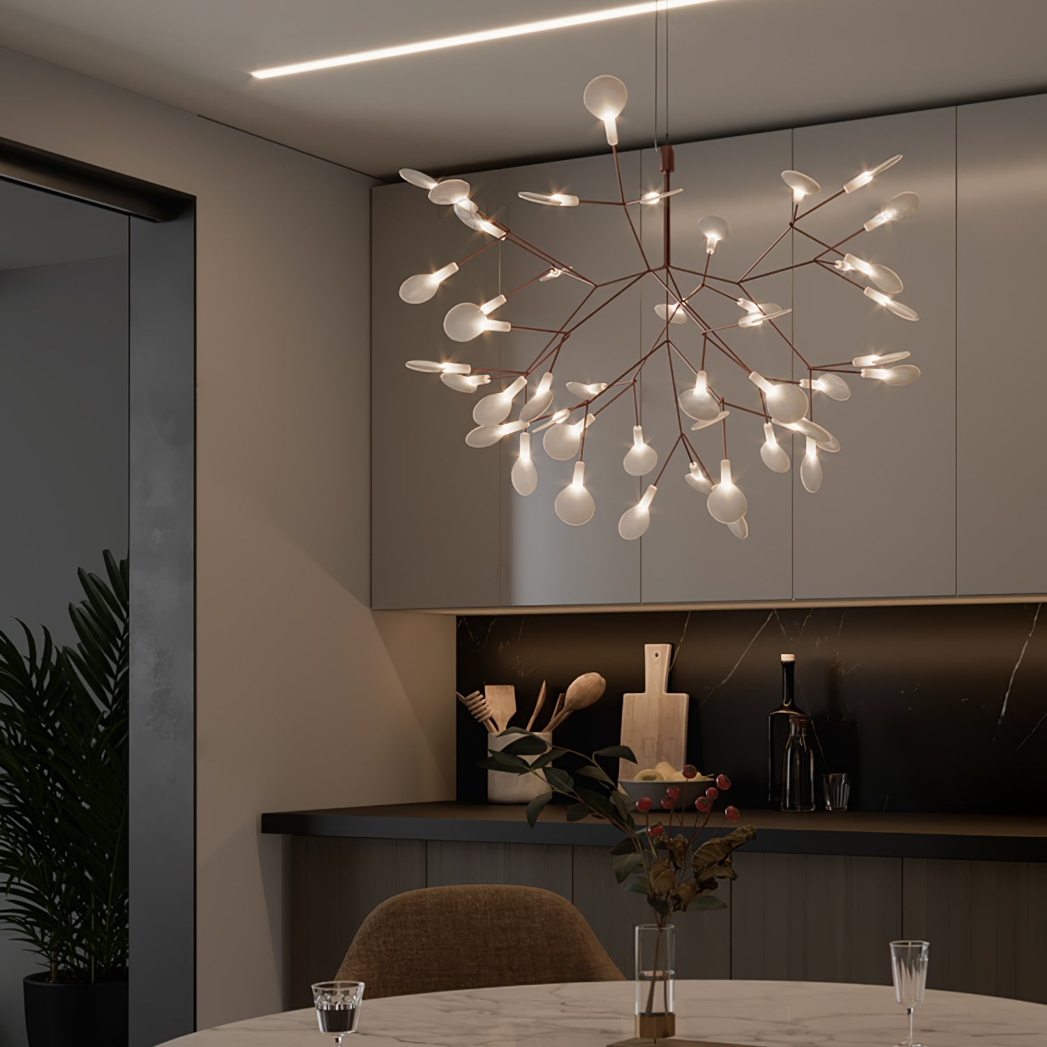 Lustra Chandelier Rose Gold Firefly LED Branch - Neutralighting