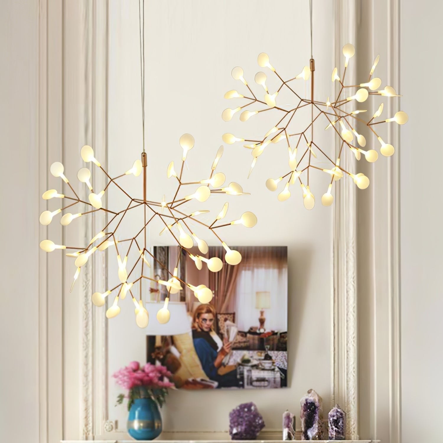 Lustra Chandelier Rose Gold Firefly LED Branch - Neutralighting