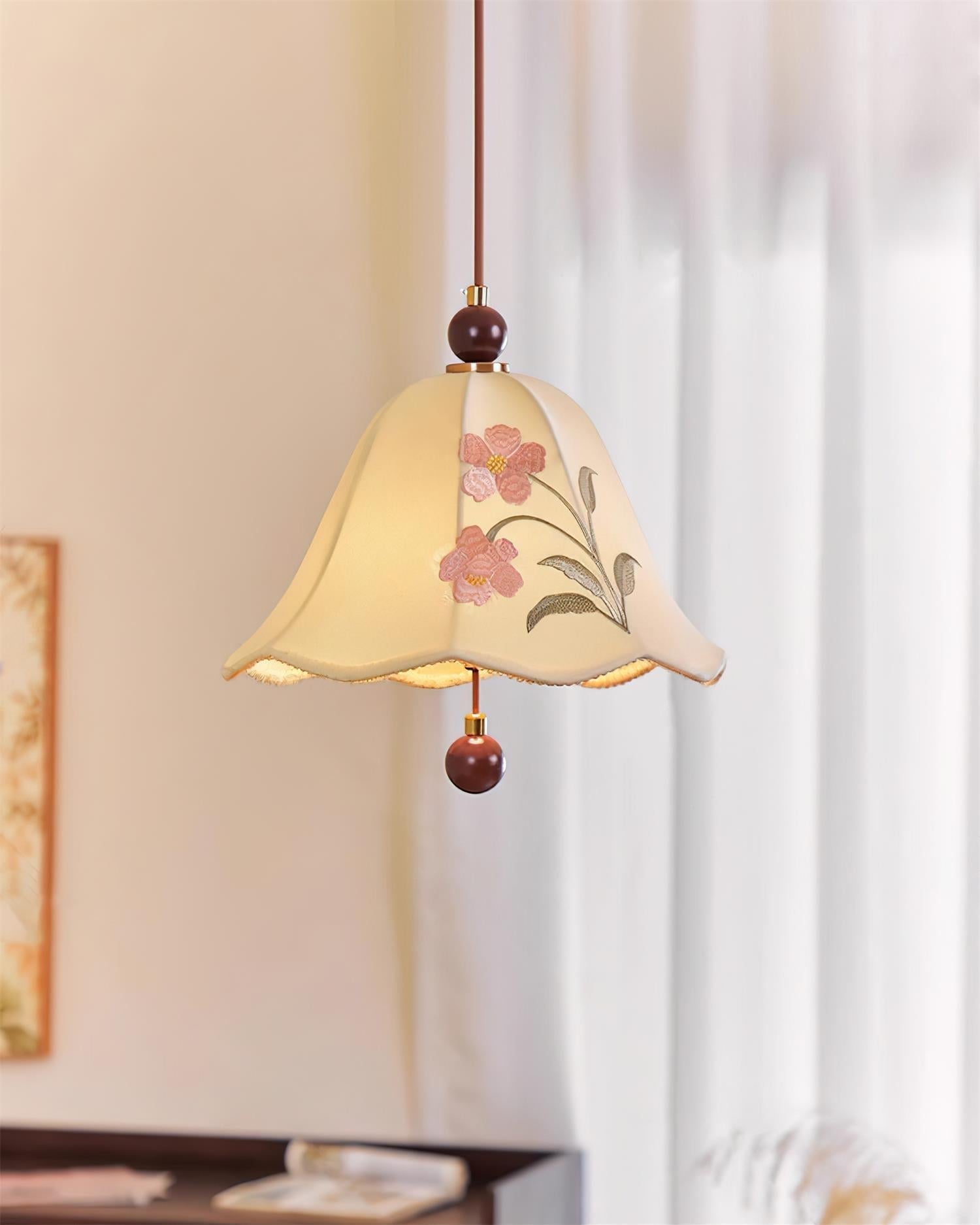 Roselle Lampe Pendante Élégance Florale Brodée - Neutralighting