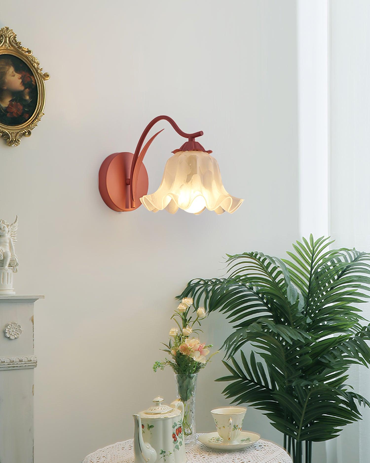 Wall Lamp Botanical Whimsy Green Stem Acrylic Floral Organic Art - Letslighting