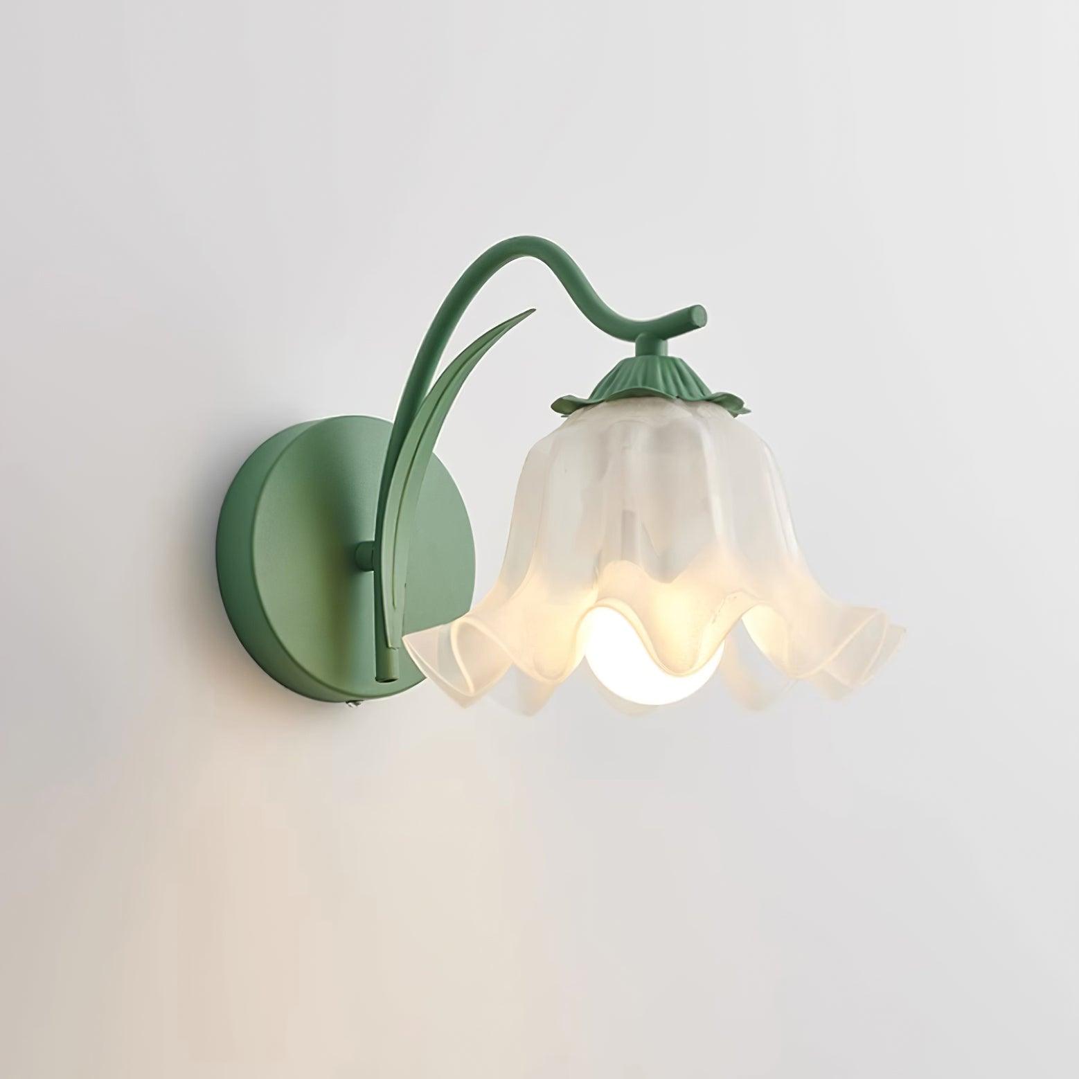 Wall Lamp Botanical Whimsy Green Stem Acrylic Floral Organic Art - Letslighting