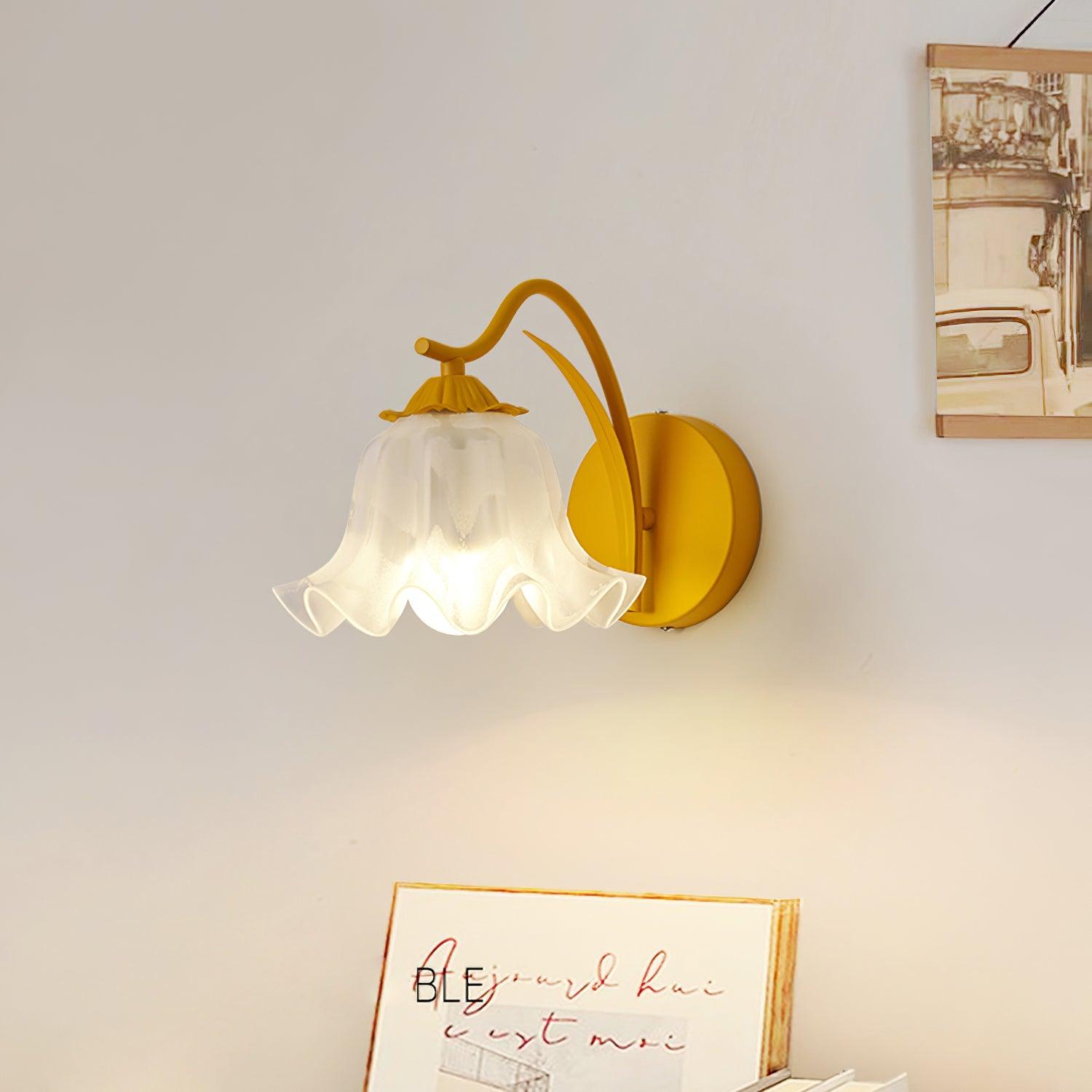 Wall Lamp Botanical Whimsy Green Stem Acrylic Floral Organic Art - Letslighting