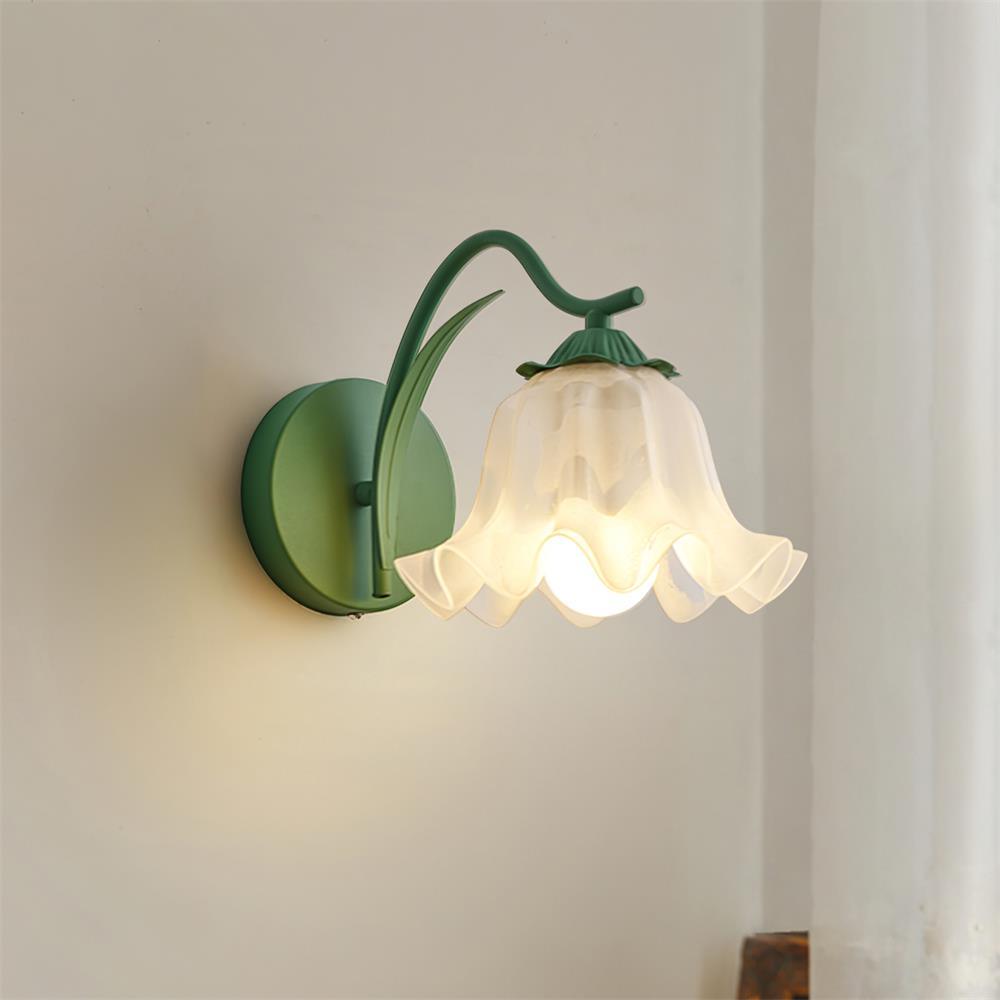 Wall Lamp Botanical Whimsy Green Stem Acrylic Floral Organic Art - Letslighting