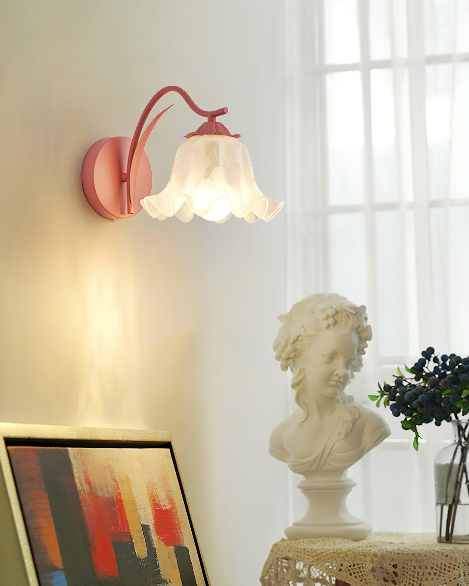 Wall Lamp Botanical Whimsy Green Stem Acrylic Floral Organic Art - Letslighting
