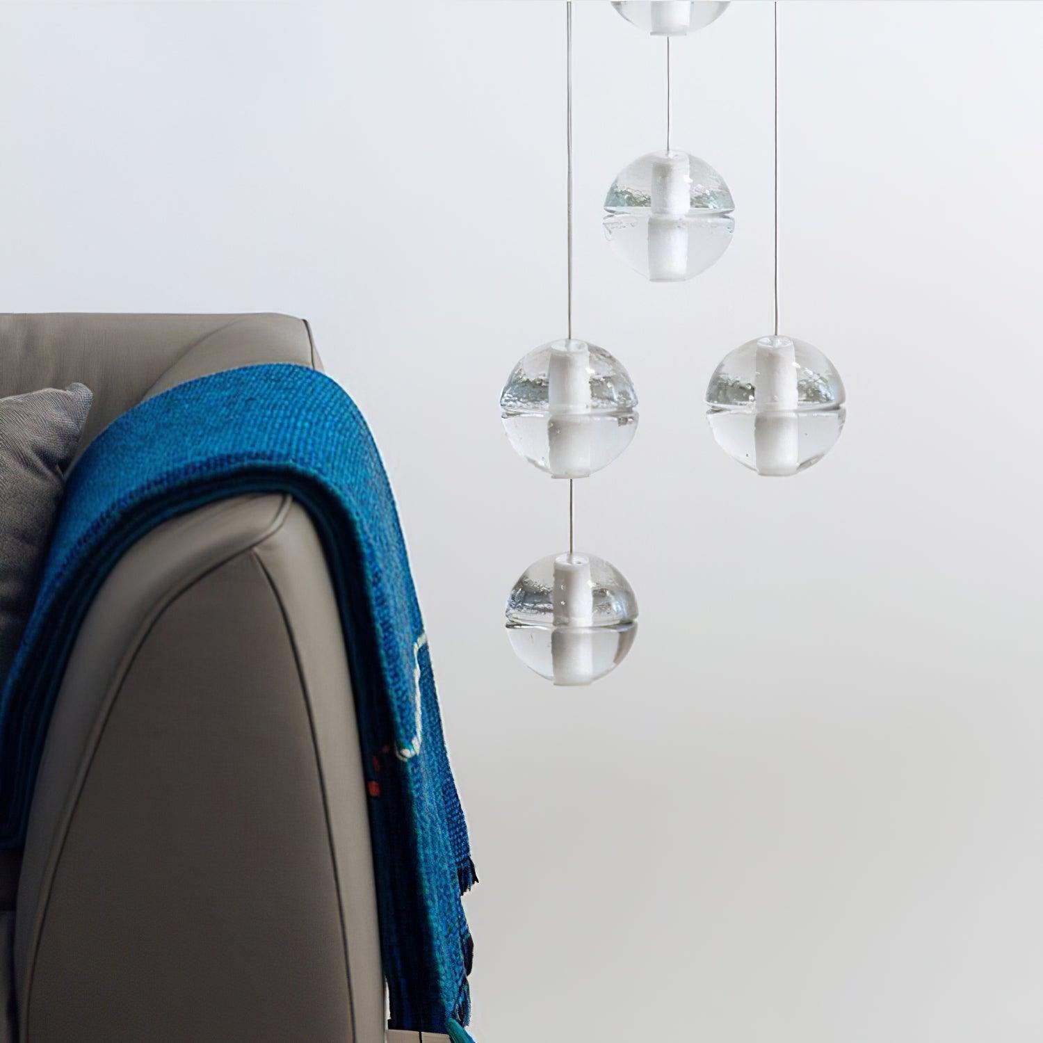 Round Lustre Groupe Suspendu Gouttes de Cristal - Neutralighting