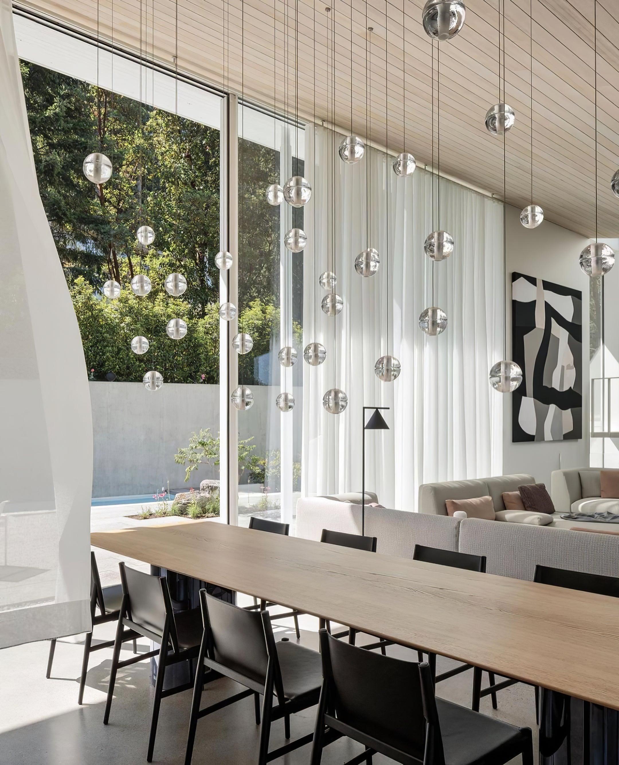 Round Lustre Groupe Suspendu Gouttes de Cristal - Neutralighting