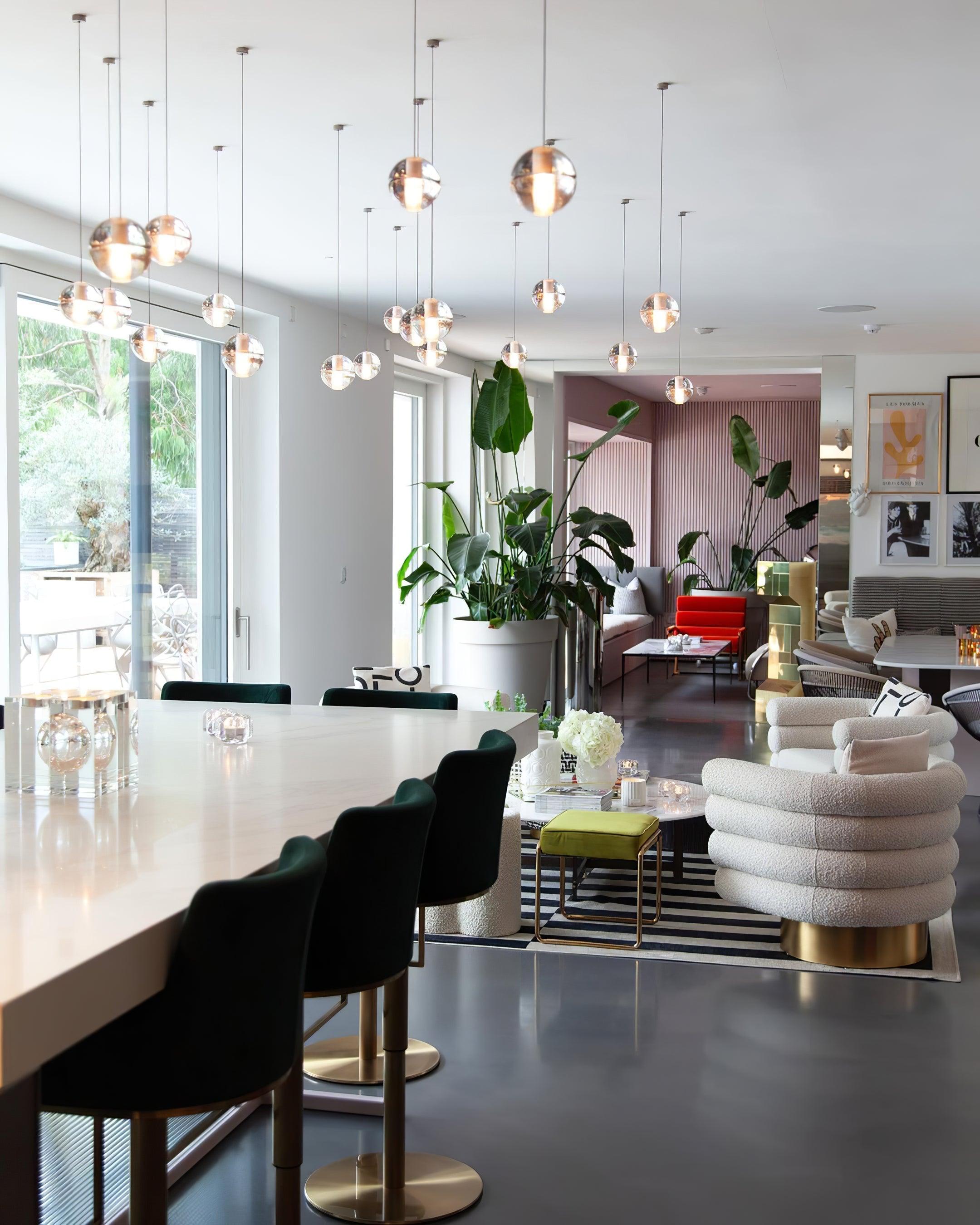 Round Lustre Groupe Suspendu Gouttes de Cristal - Neutralighting