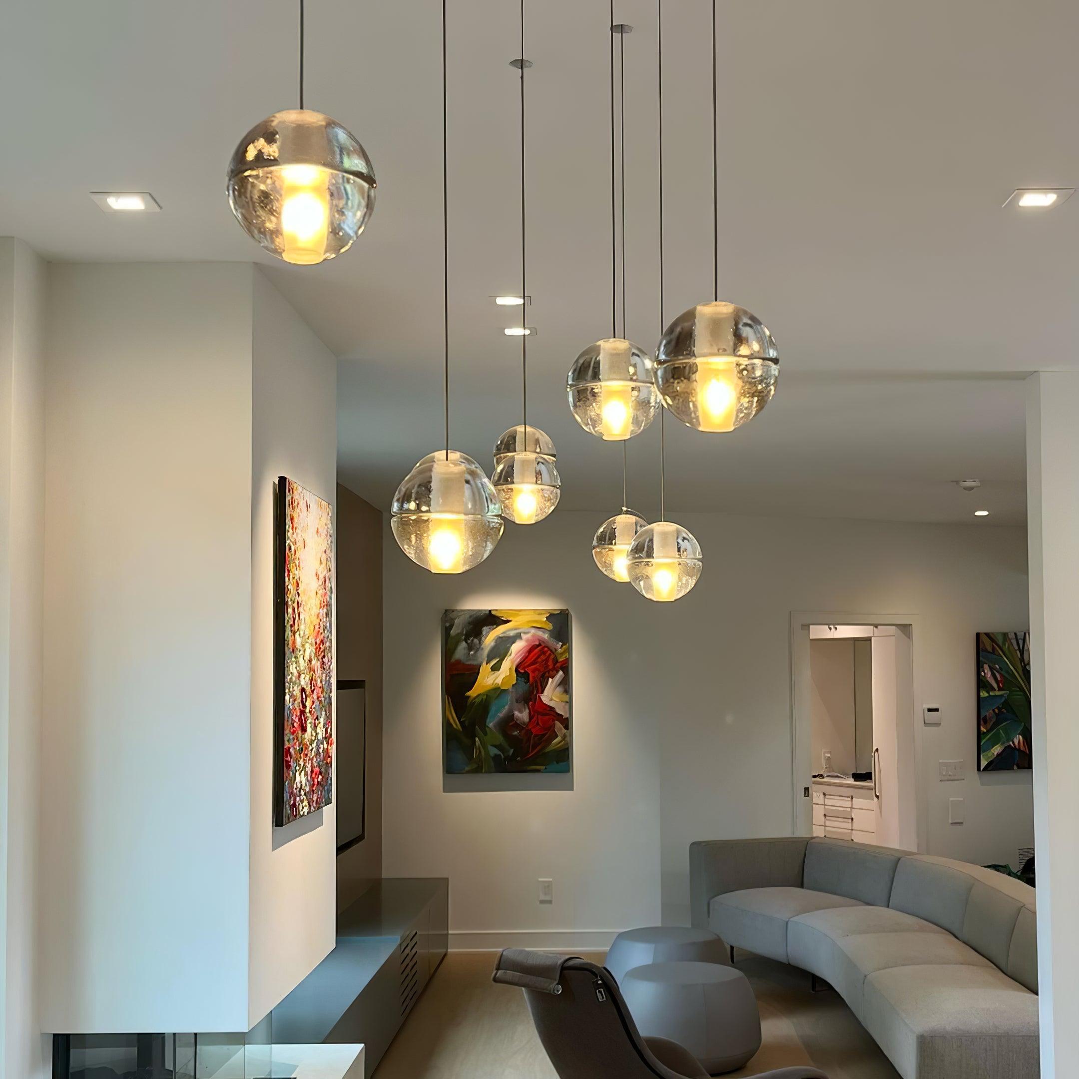 Round Lustre Groupe Suspendu Gouttes de Cristal - Neutralighting