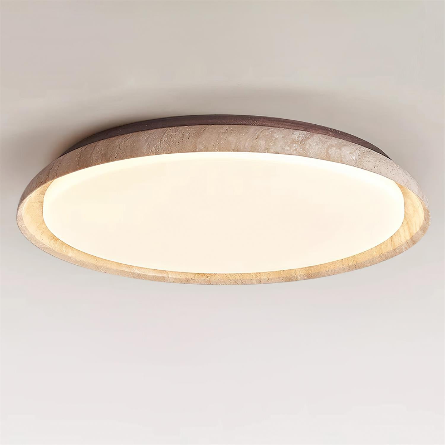 Halo Plafonnier Rond Minimaliste en Travertin - Neutralighting
