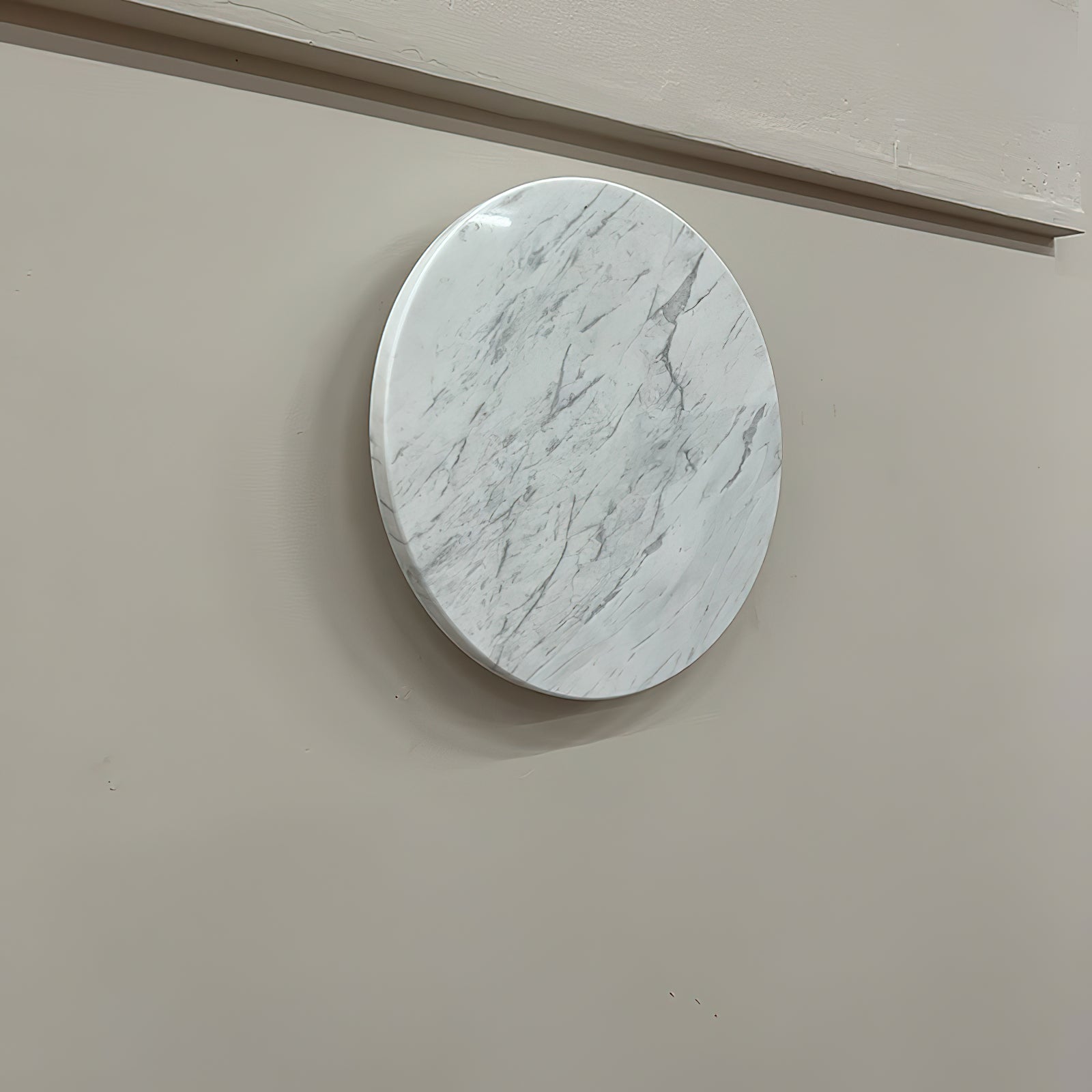Vasilora Modern Minimalist Round White Marble Sconce Wall Lamp - Lamp Copper