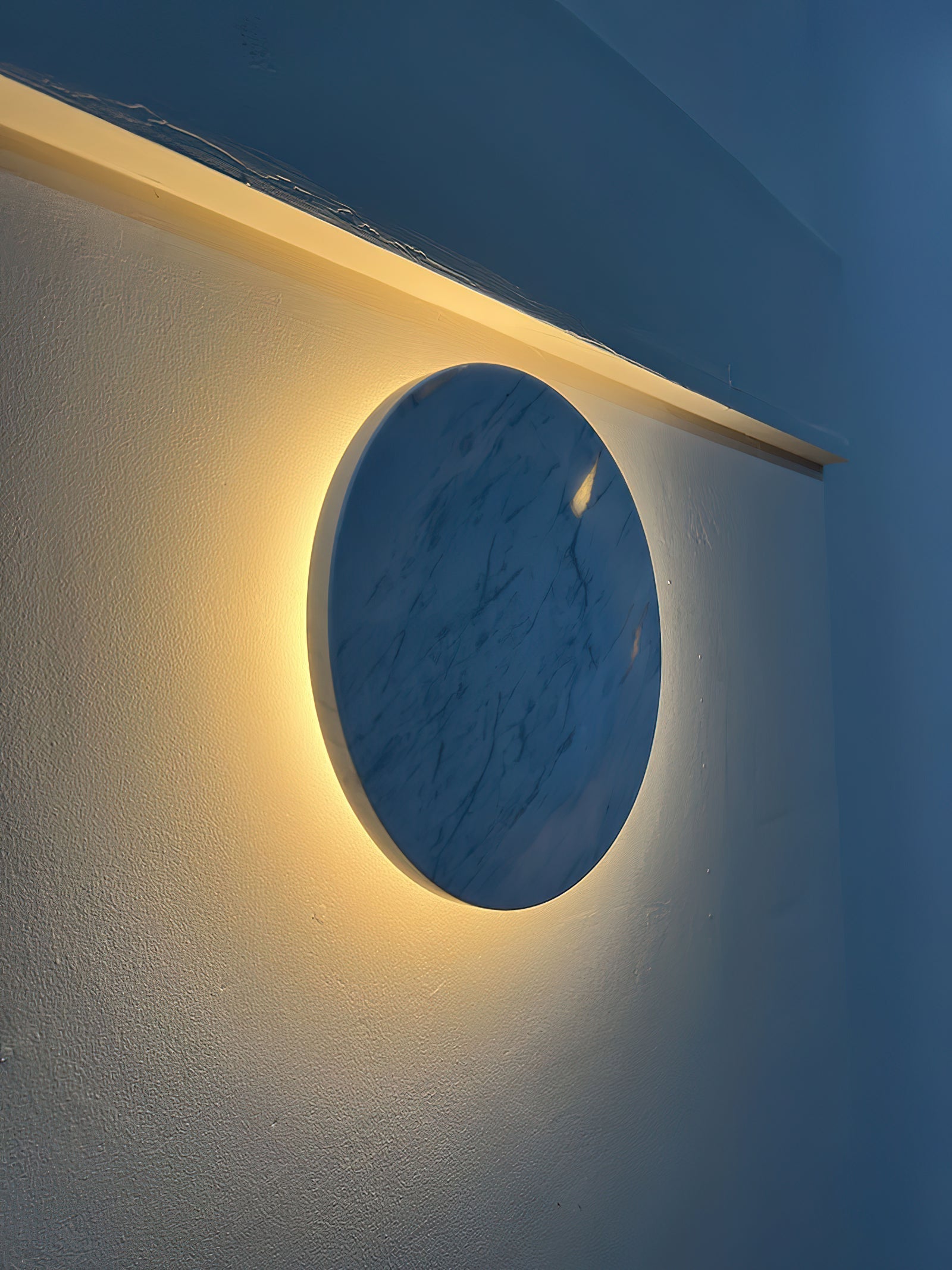 Vasilora Modern Minimalist Round White Marble Sconce Wall Lamp - Lamp Copper