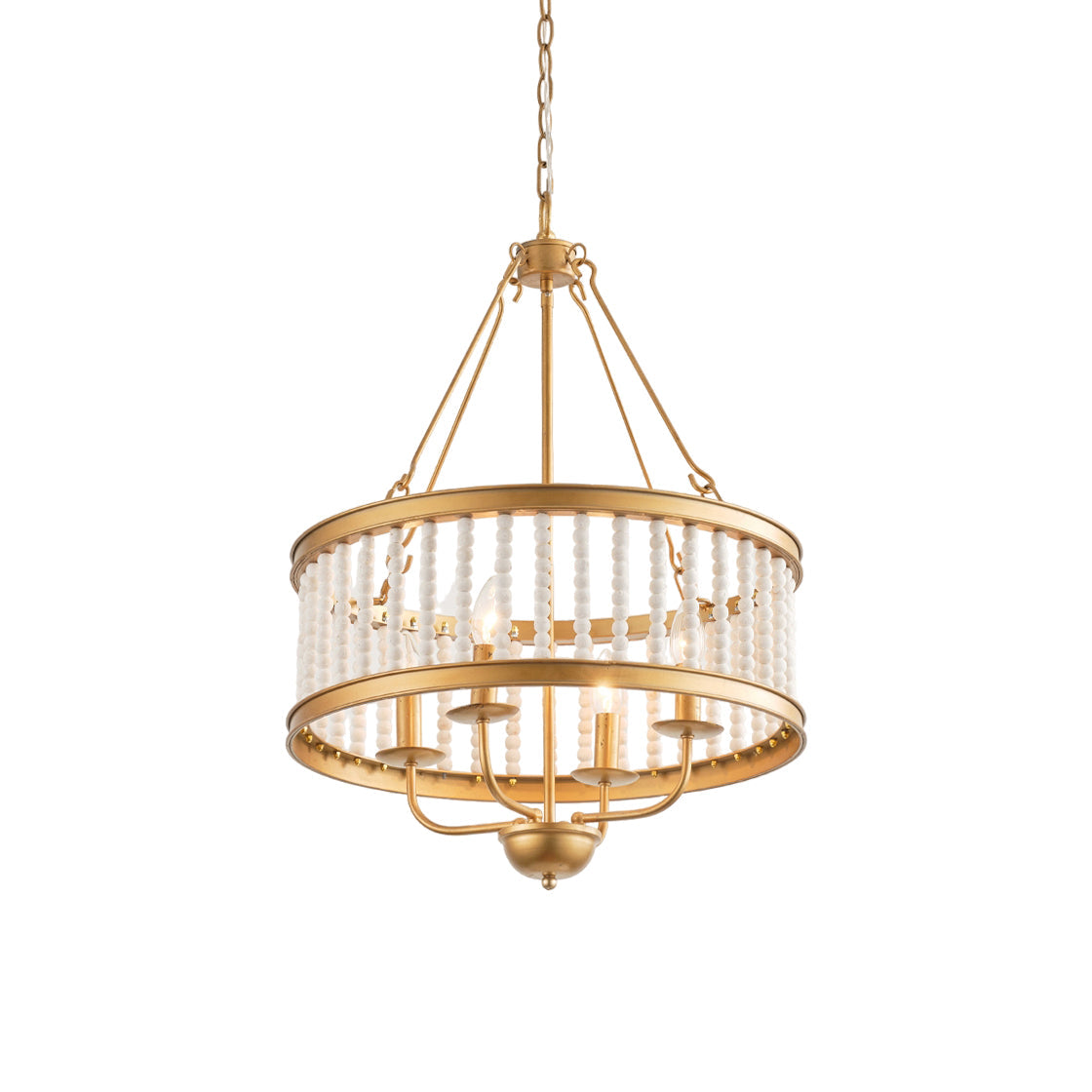 Ivsileth Premium Beaded Wooden Metal Chandelier - Lamp Copper
