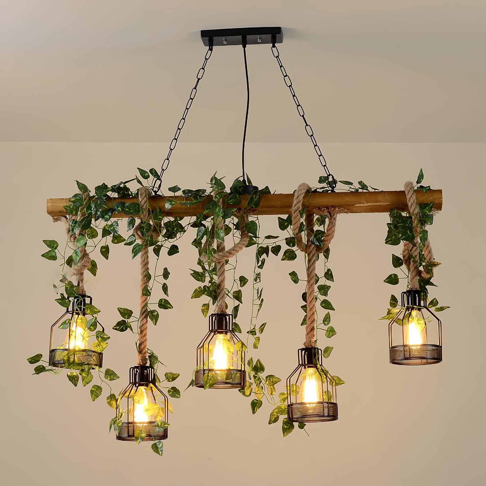 Lustra Chandelier Rustique Poutre Corde Cage Confortable - Neutralighting