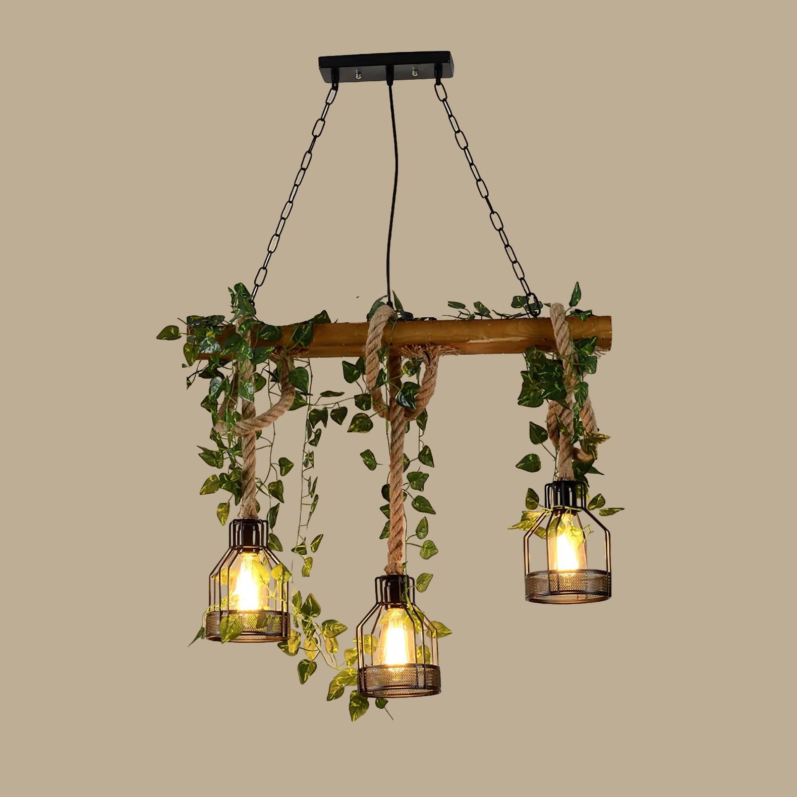 Lustra Chandelier Rustique Poutre Corde Cage Confortable - Neutralighting
