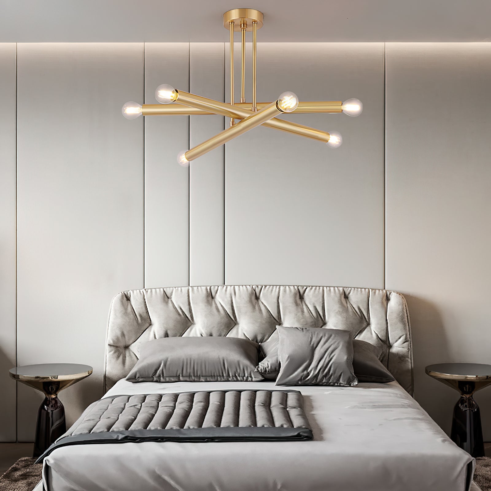 Erliren Modern Minimalist Metal Chandelier - Lamp Copper