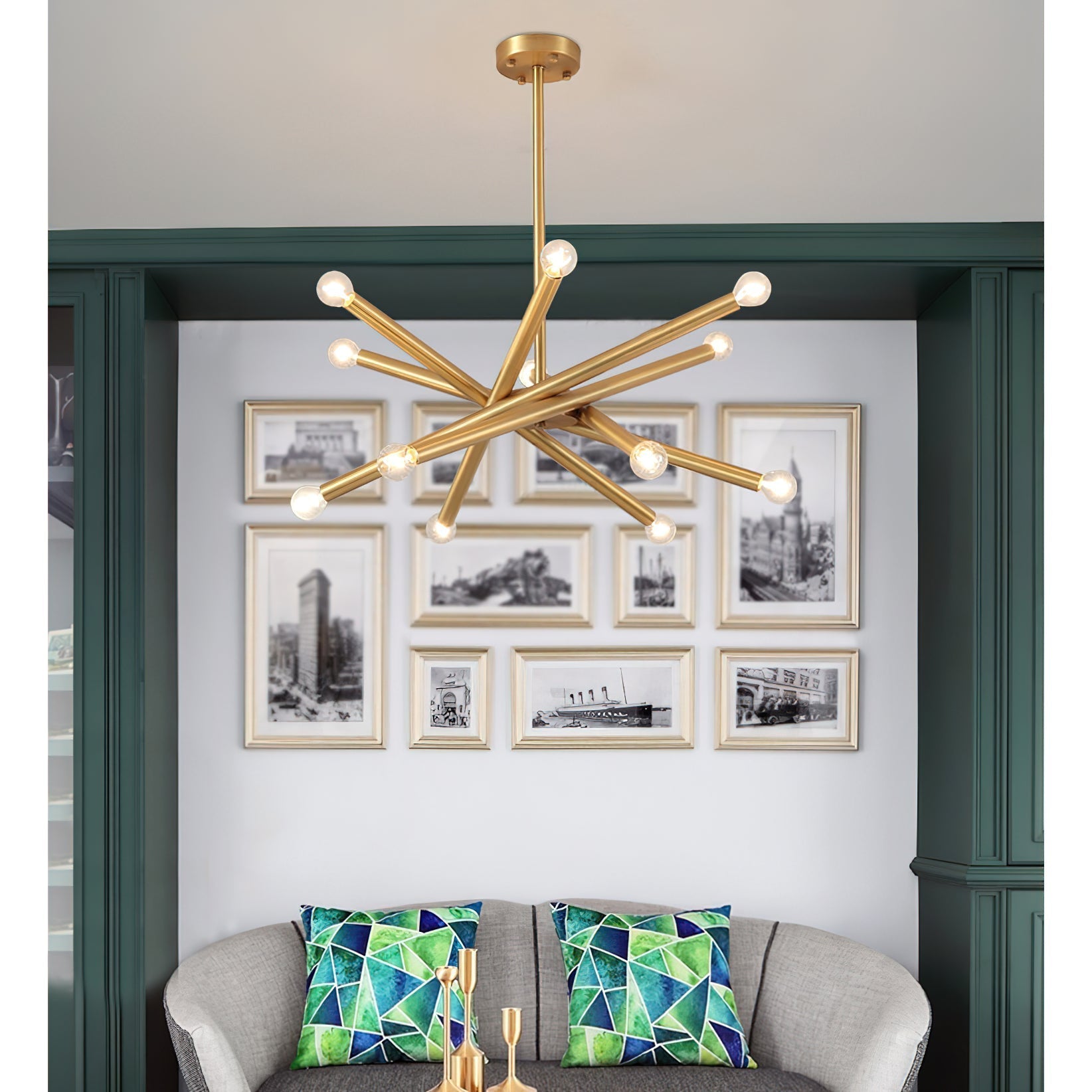 Erliren Modern Minimalist Metal Chandelier - Lamp Copper