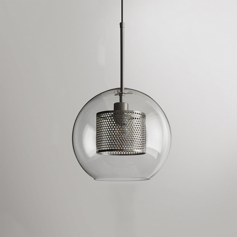 Hessa Suspension Globe/Cylindre Moderne. Métal/Verre. Doré/Argent. Salon