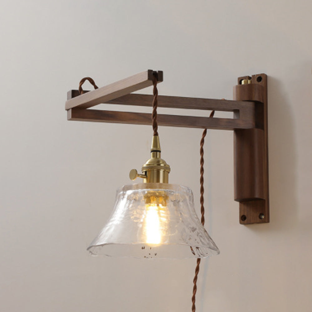 Muto Applique Murale Dôme Vintage, Céramique/Bois, Noyer/Bois/Transparent, Salon - Neutralighting