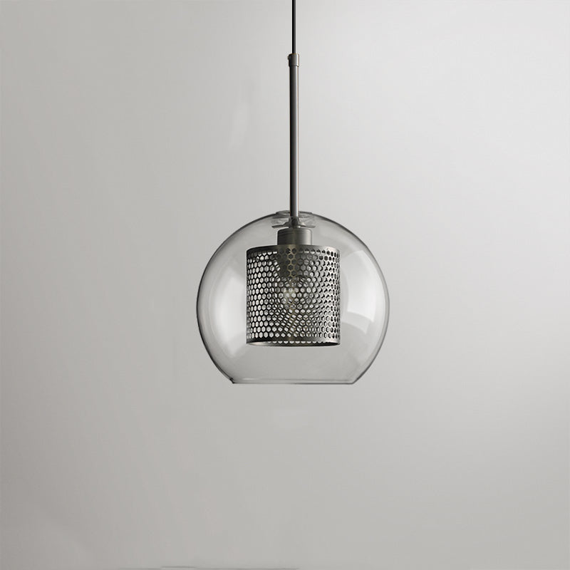 Hessa Suspension Globe/Cylindre Moderne. Métal/Verre. Doré/Argent. Salon