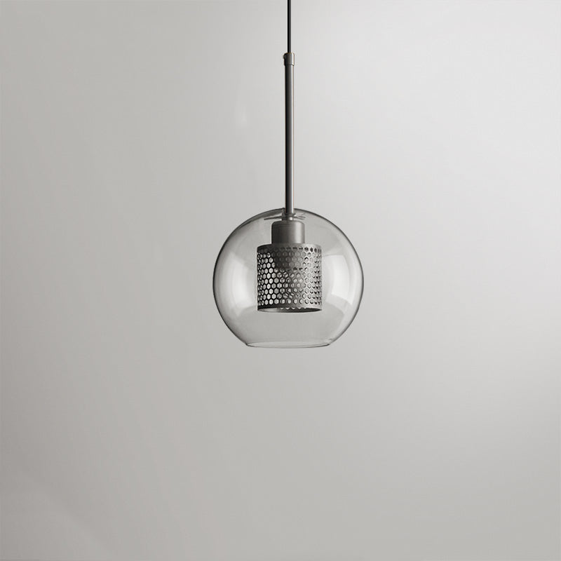 Hessa Suspension Globe/Cylindre Moderne. Métal/Verre. Doré/Argent. Salon