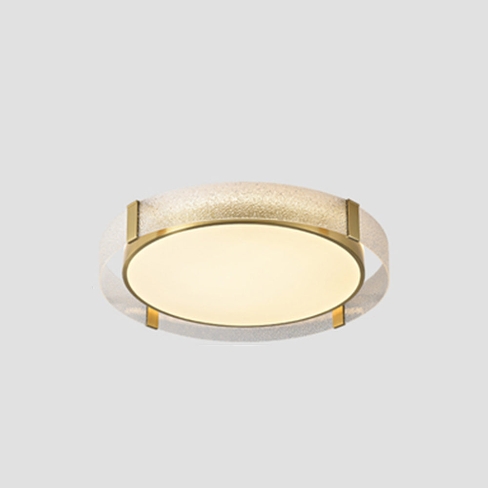 Arisha Plafonnier Rond Moderne, Cuivre/Verre, Doré, Salon
