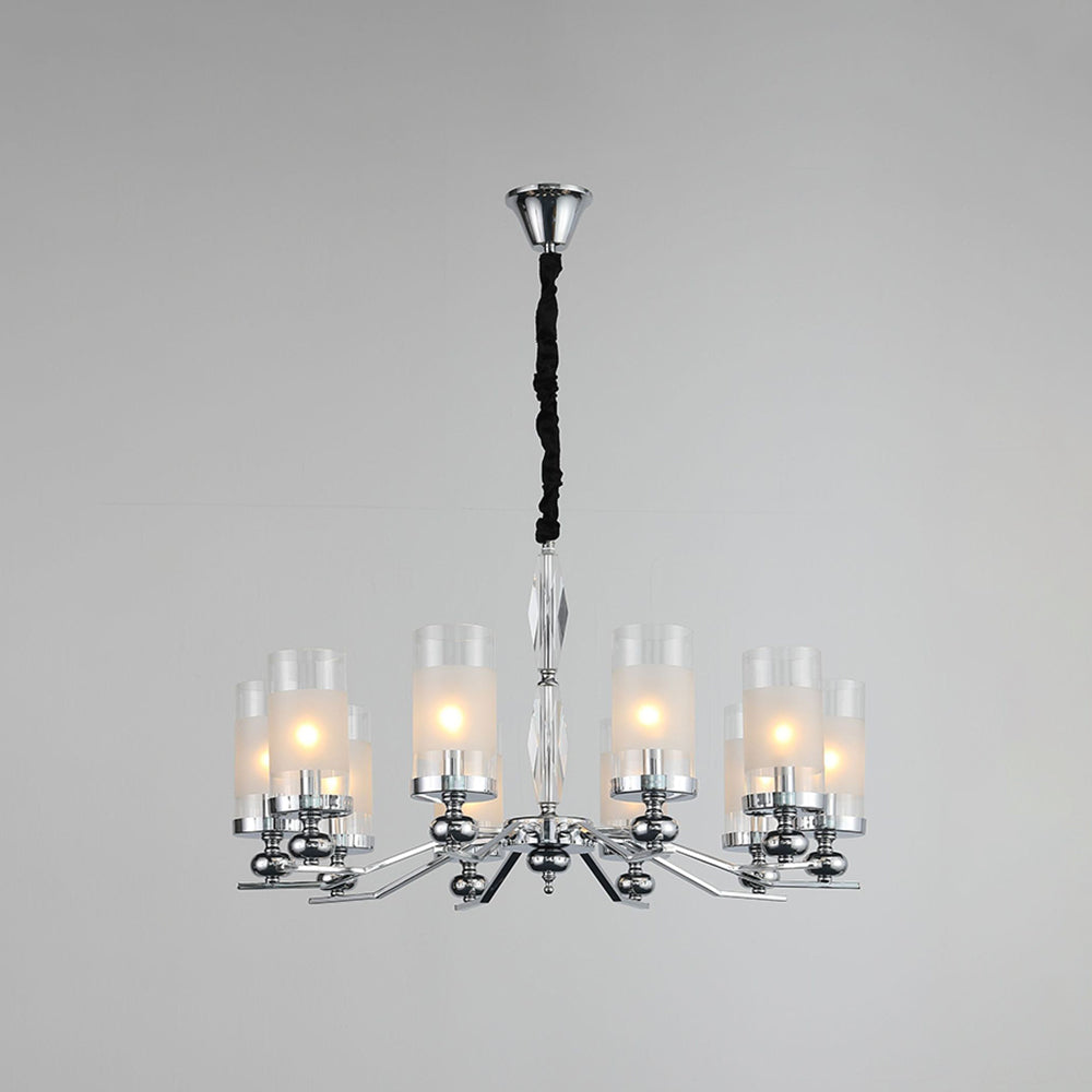 Silva Suspension Cylindre Moderne, Métal/Verre, Chromé, Salon/Salle à Manger - Neutralighting