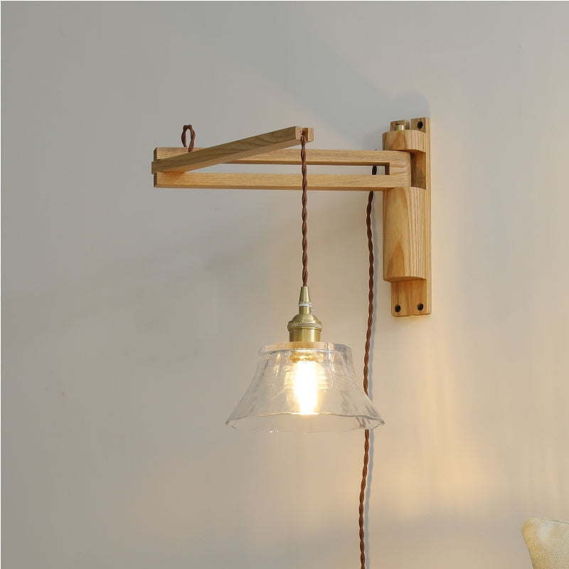 Muto Applique Murale Dôme Vintage, Céramique/Bois, Noyer/Bois/Transparent, Salon - Neutralighting