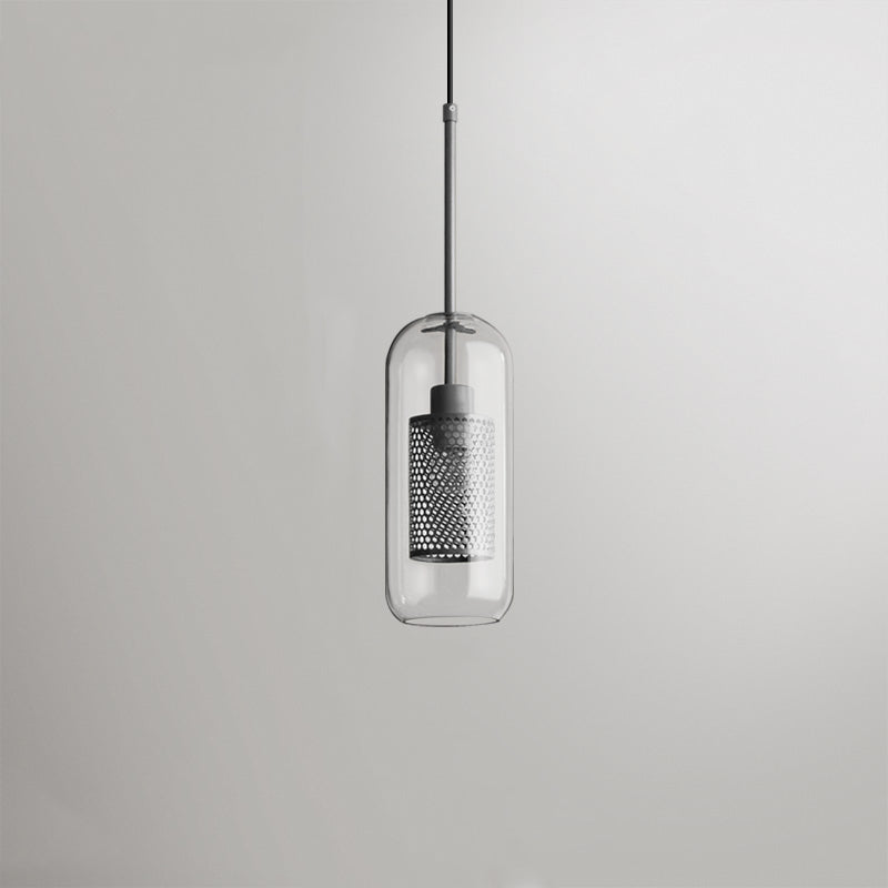 Hessa Suspension Globe/Cylindre Moderne. Métal/Verre. Doré/Argent. Salon