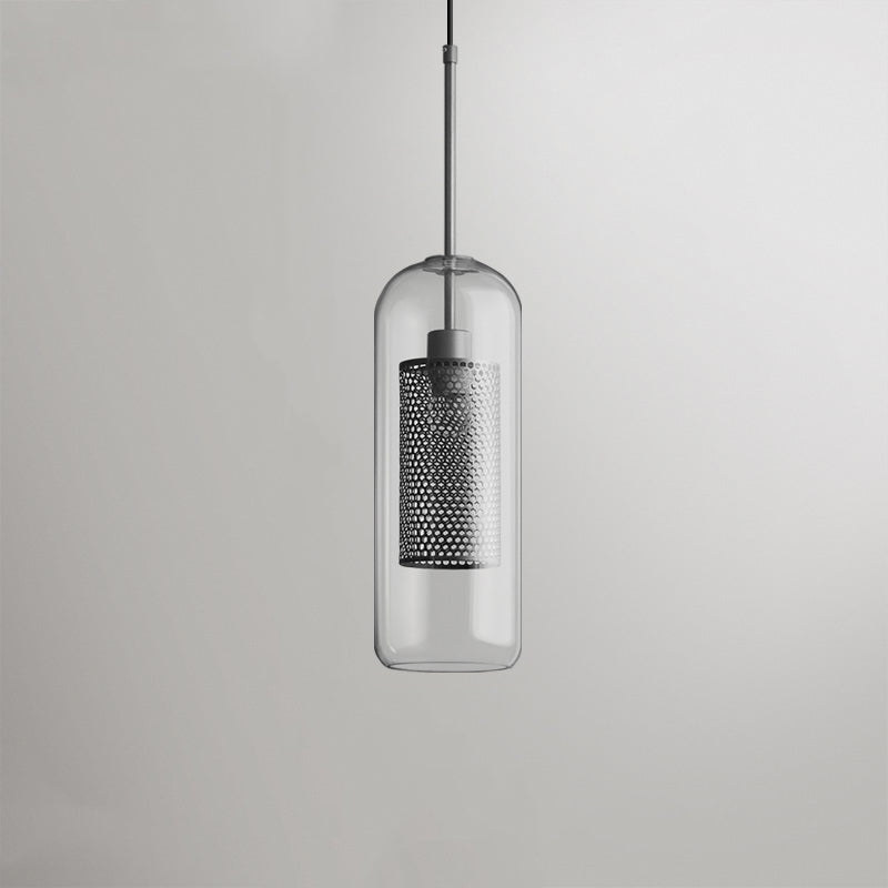 Hessa Suspension Globe/Cylindre Moderne. Métal/Verre. Doré/Argent. Salon