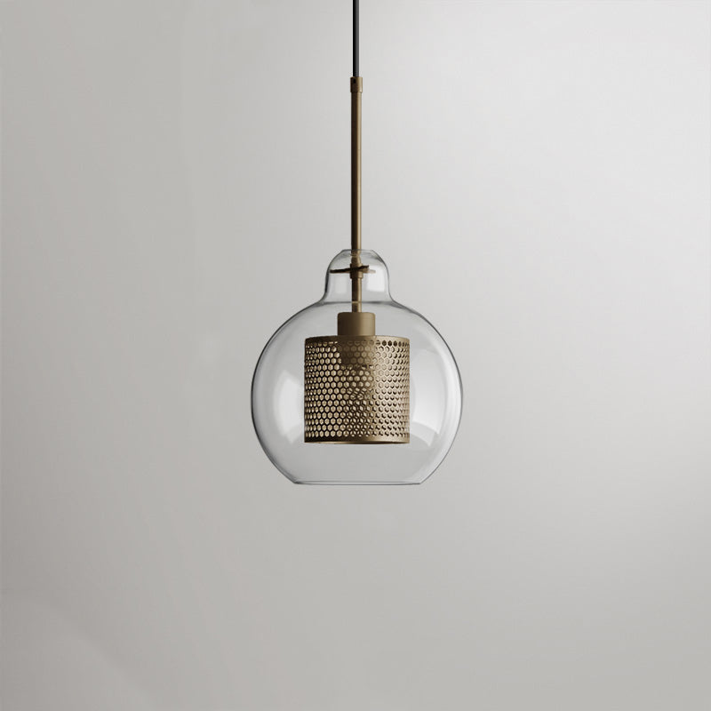 Hessa Suspension Globe/Cylindre Moderne. Métal/Verre. Doré/Argent. Salon