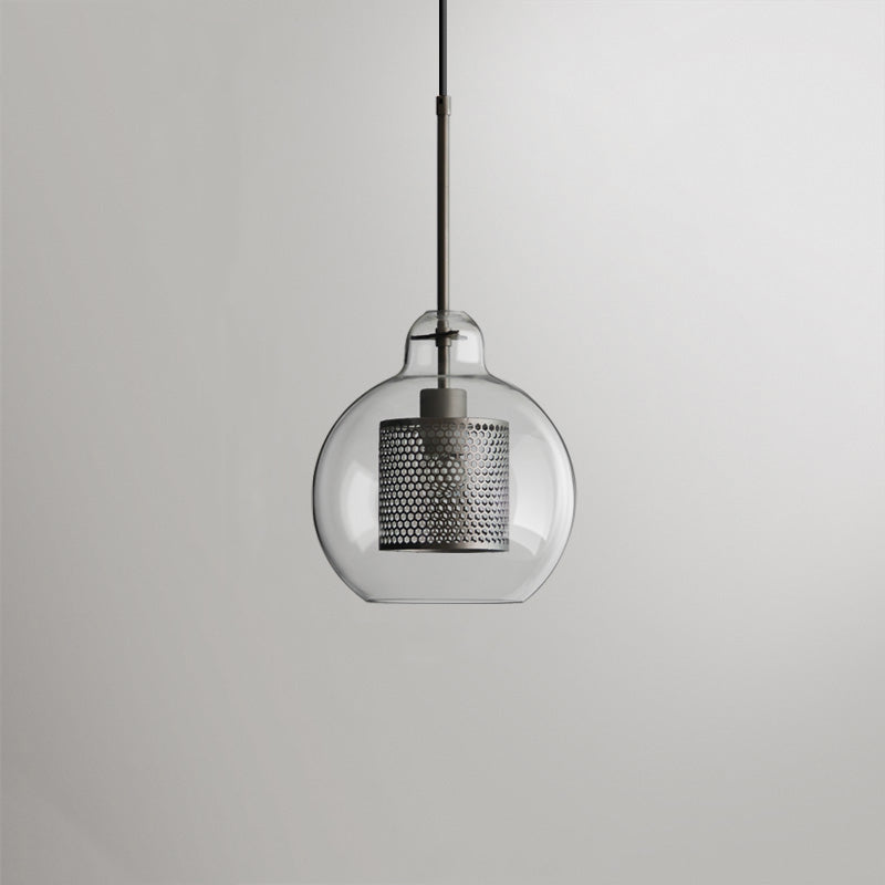 Hessa Suspension Globe/Cylindre Moderne. Métal/Verre. Doré/Argent. Salon