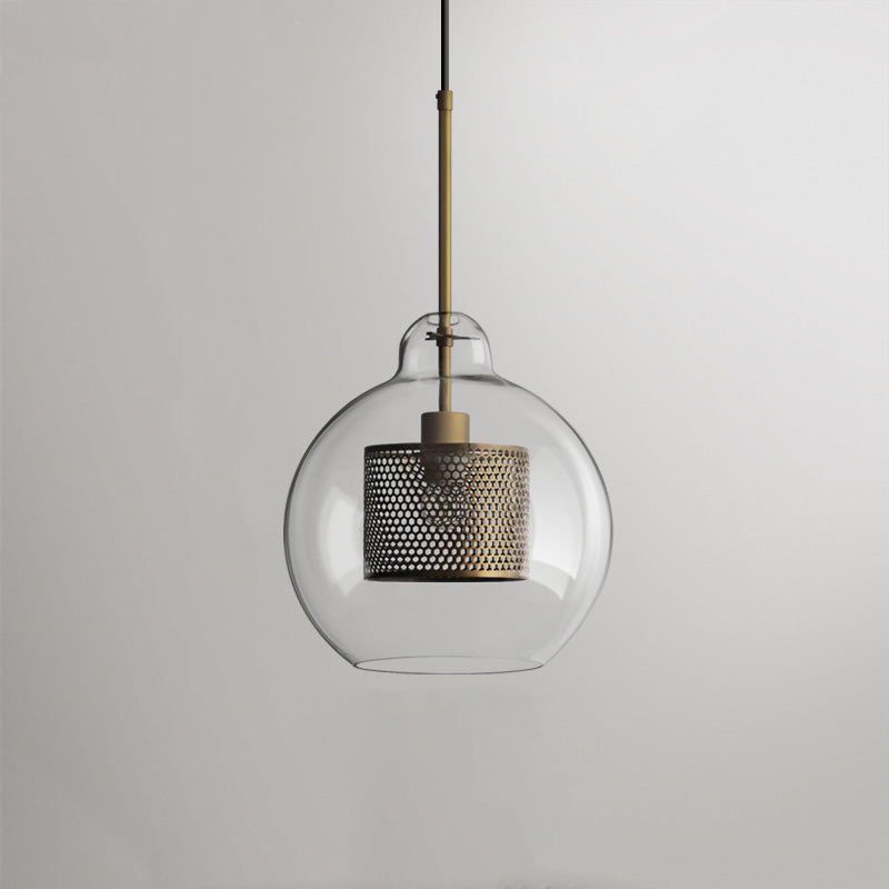 Hessa Suspension Globe/Cylindre Moderne. Métal/Verre. Doré/Argent. Salon