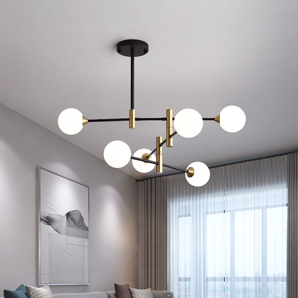 Valentina Design Italien Luminaires Suspensions Globe Moderne Métal/Verre Blanc Laiteux/Clair Chambre/Salon - Neutralighting