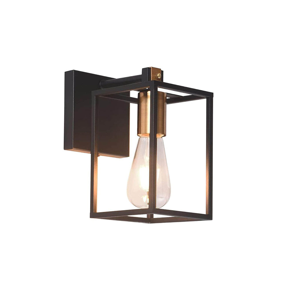 Silva Applique Murale à Miroir Carré Design LED Vintage Métal Noir Salle de Bain - Neutralighting