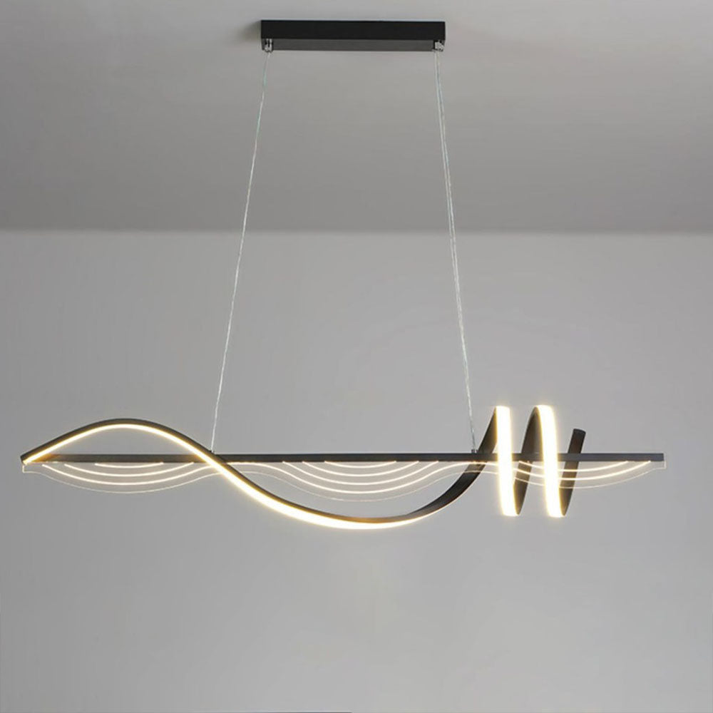 Arisha Style Géométrique Contemporain Linéaire Métal Suspension Blanc/Noir - Neutralighting