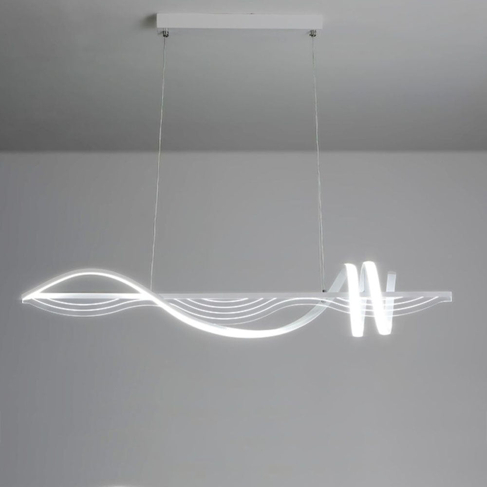 Arisha Style Géométrique Contemporain Linéaire Métal Suspension Blanc/Noir - Neutralighting