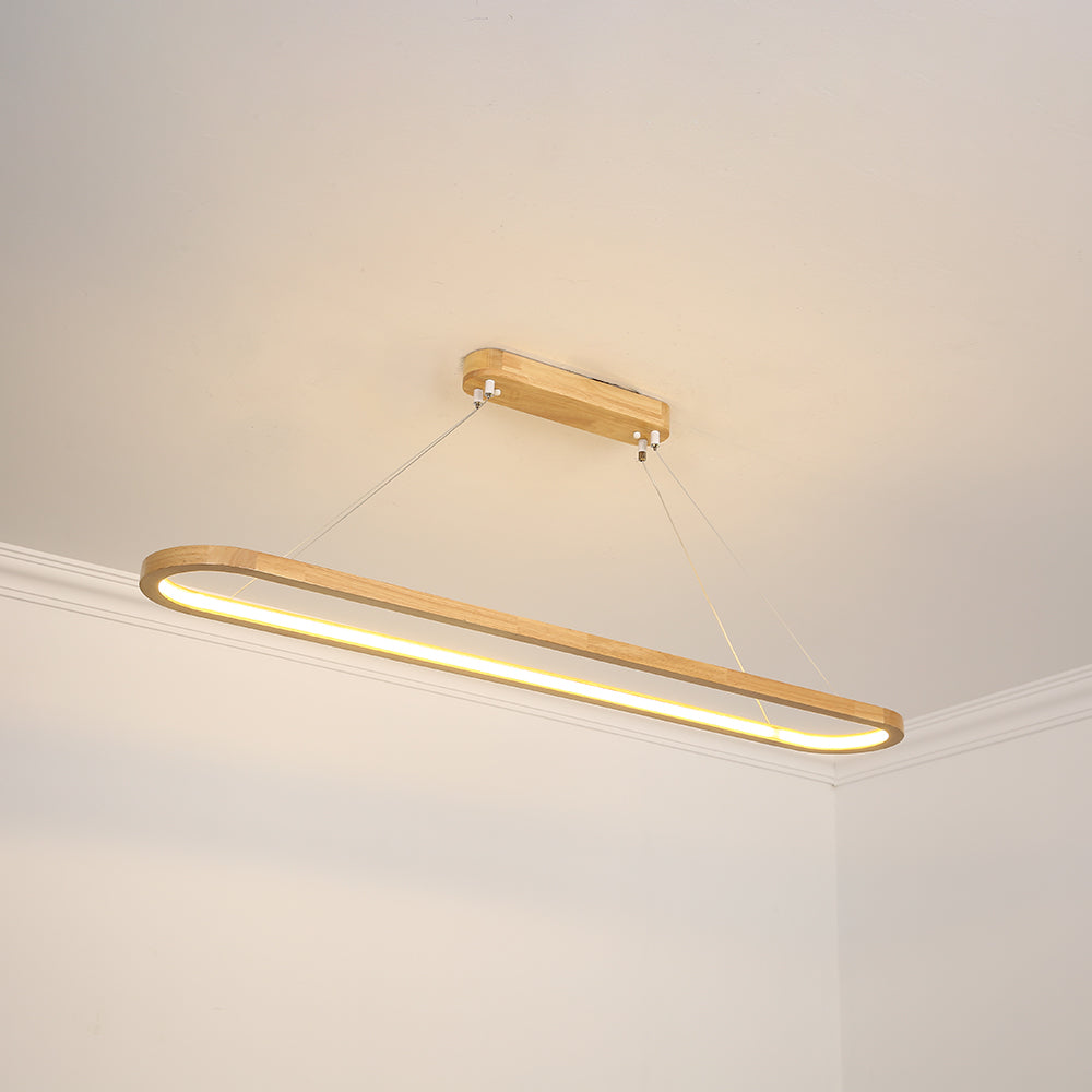 Muto Suspension Ellipse Moderne, Bois/Acrylique, Bois, Salon - Neutralighting