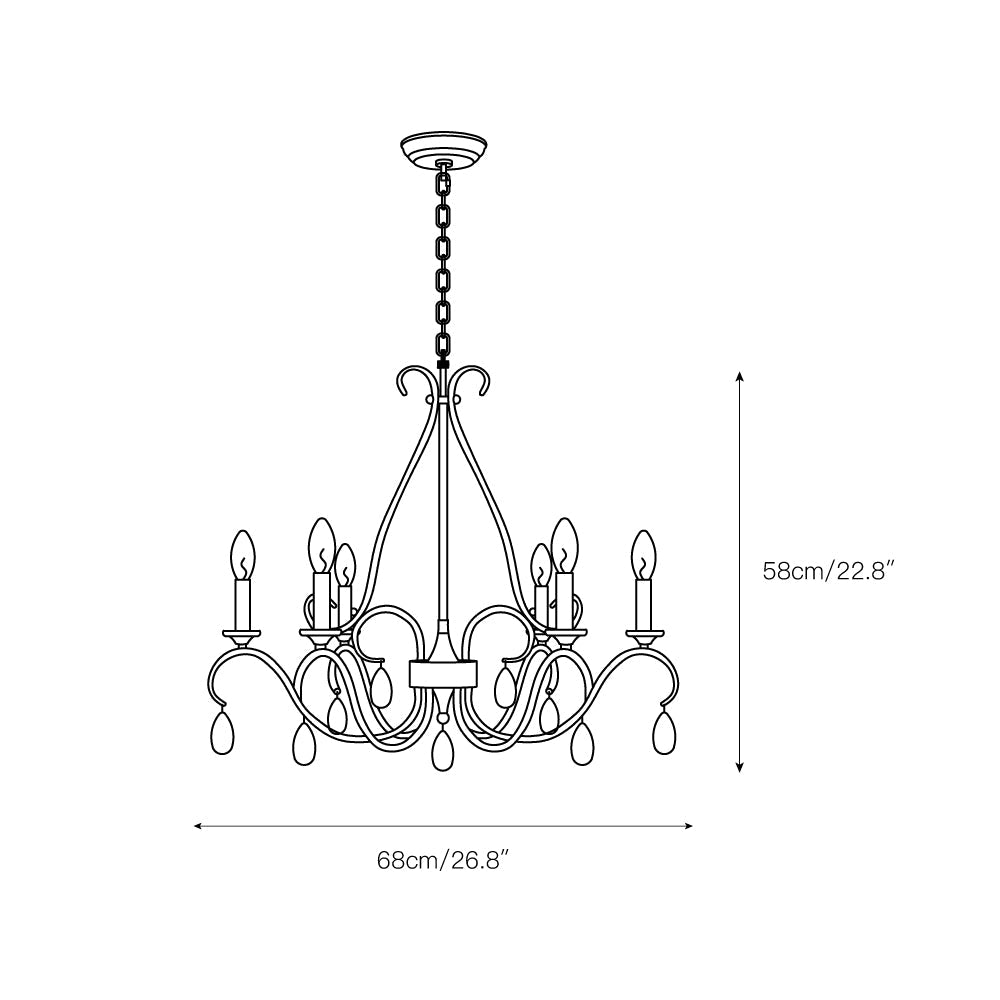 Uzorus Vintage Industrial Metal Crystal Chandelier - Lamp Copper