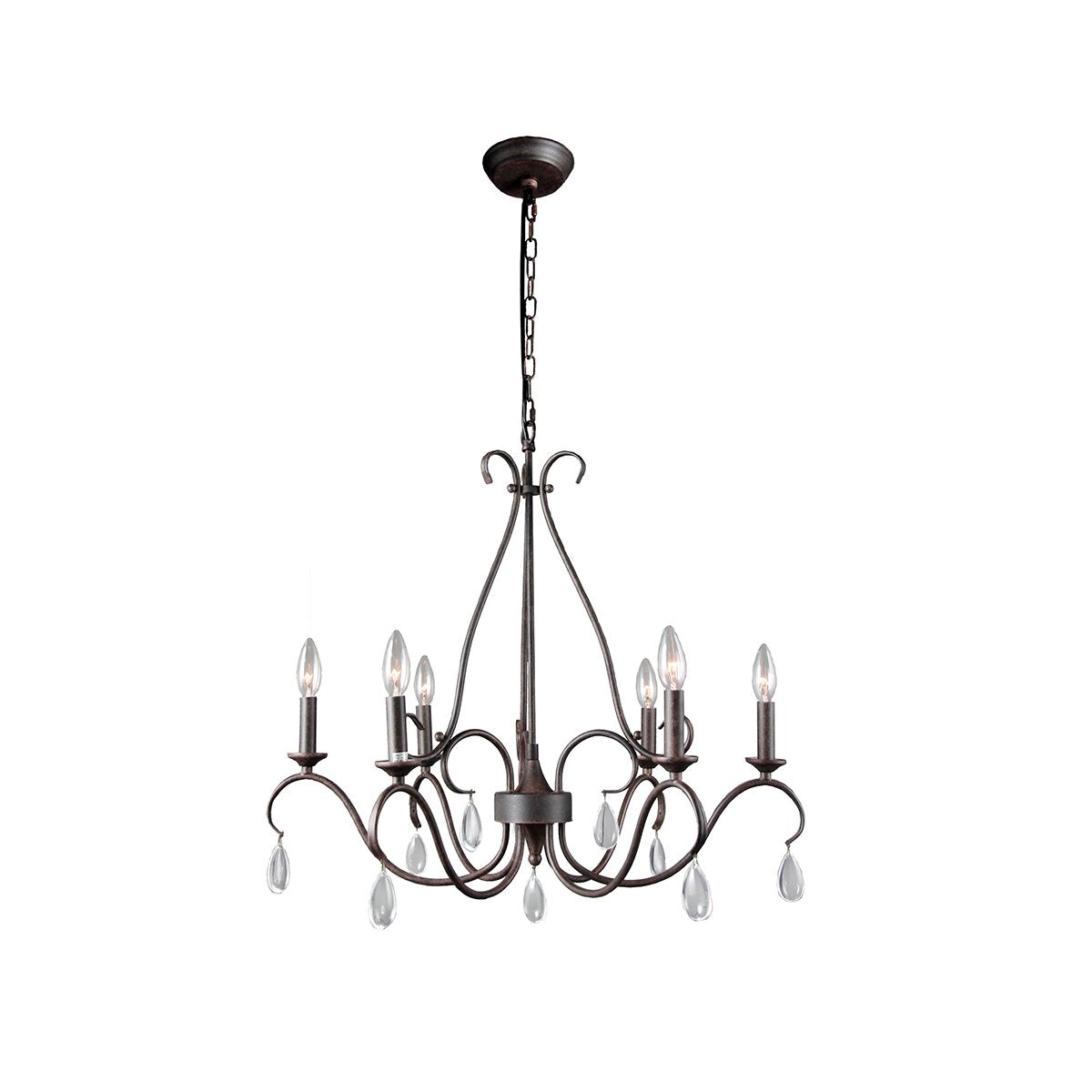 Uzorus Vintage Industrial Metal Crystal Chandelier - Lamp Copper