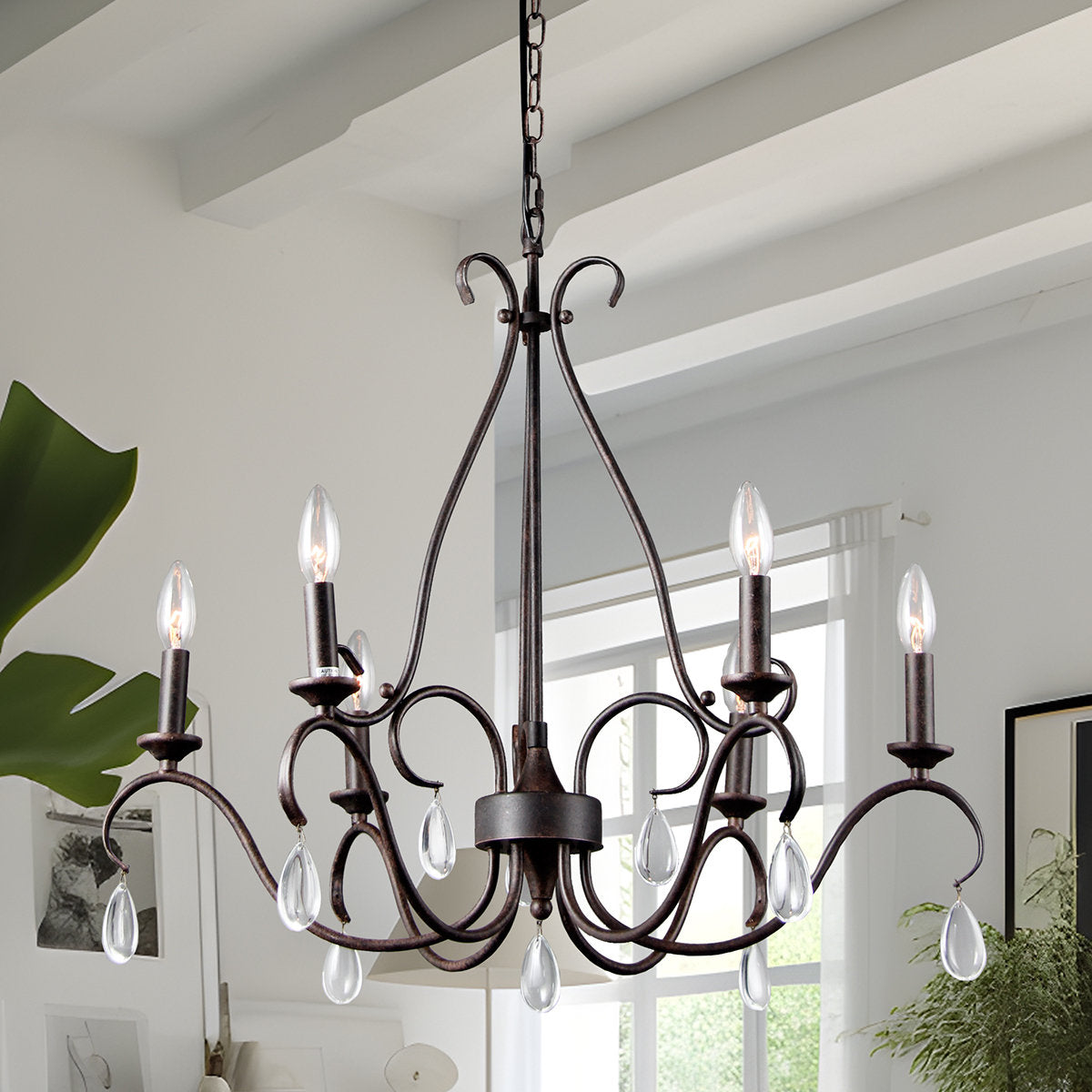 Uzorus Vintage Industrial Metal Crystal Chandelier - Lamp Copper