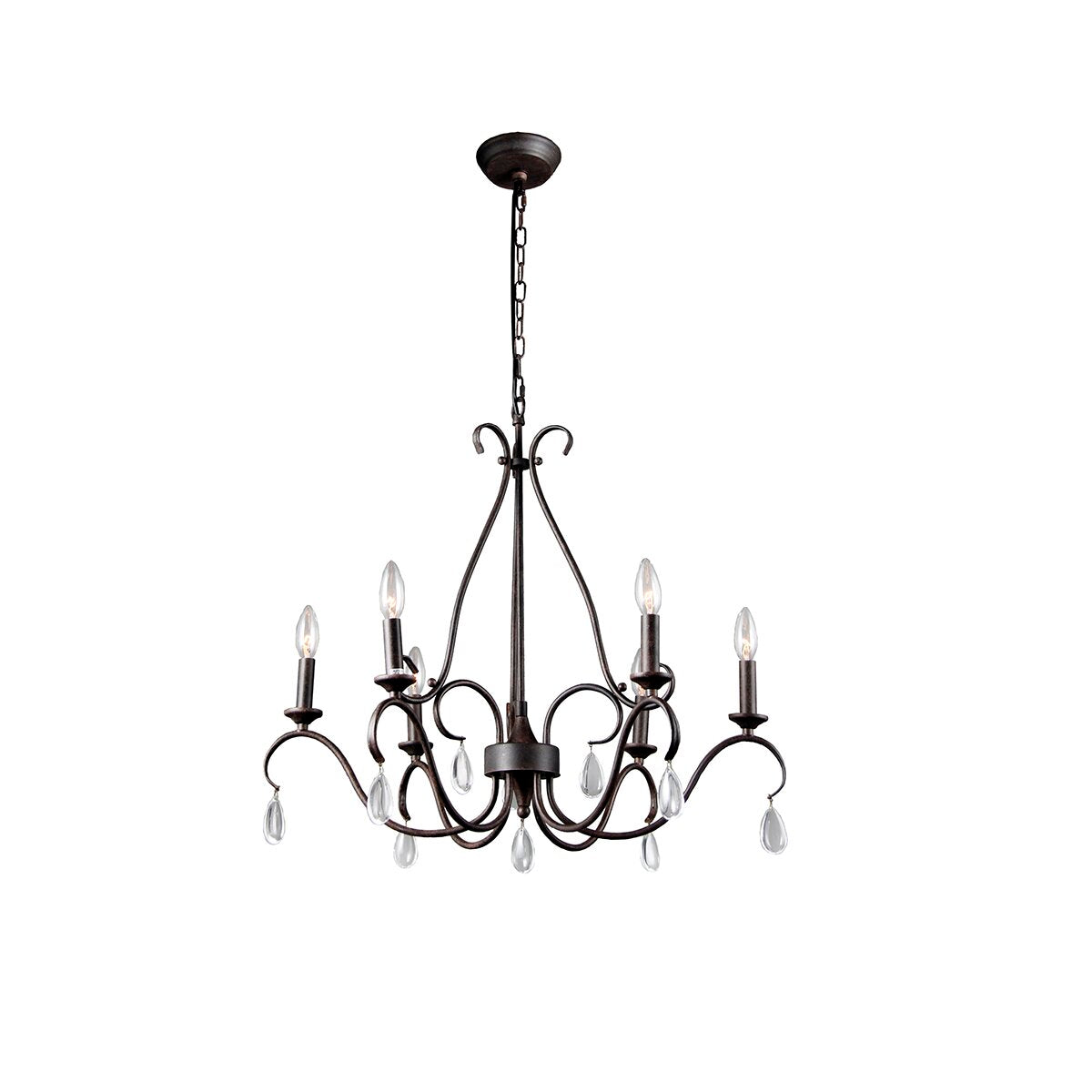 Uzorus Vintage Industrial Metal Crystal Chandelier - Lamp Copper