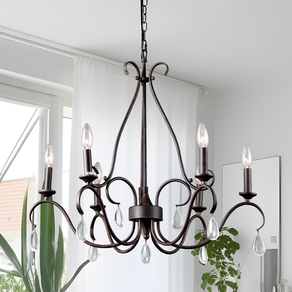 Uzorus Vintage Industrial Metal Crystal Chandelier - Lamp Copper