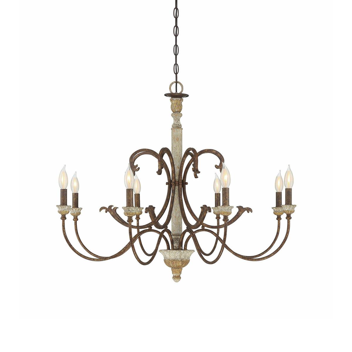 Evareth Vintage Industrial Hand-carved Wood Chandelier - Lamp Copper
