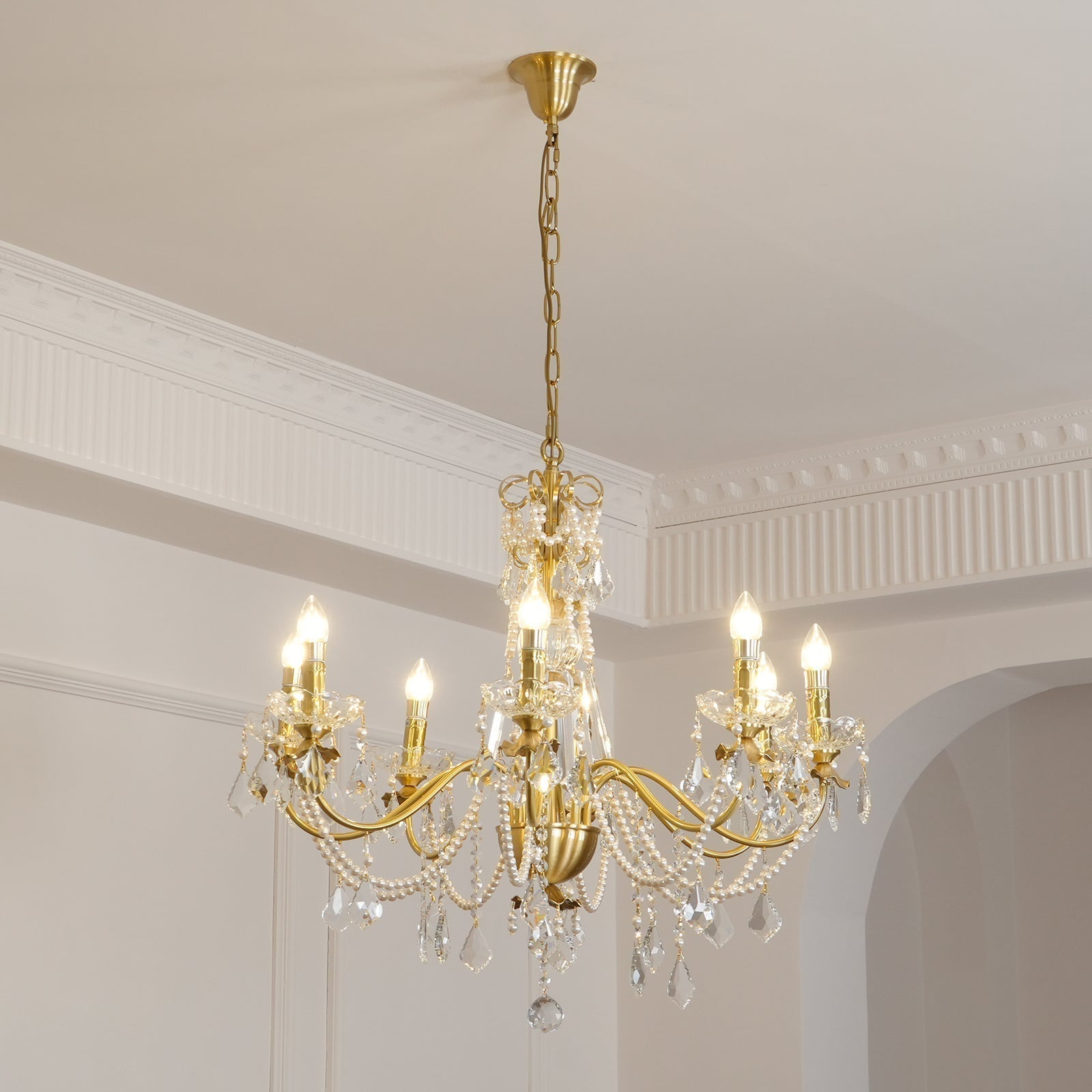 Lustre Chandelier en Cristal Perles Suspendues - Neutralighting